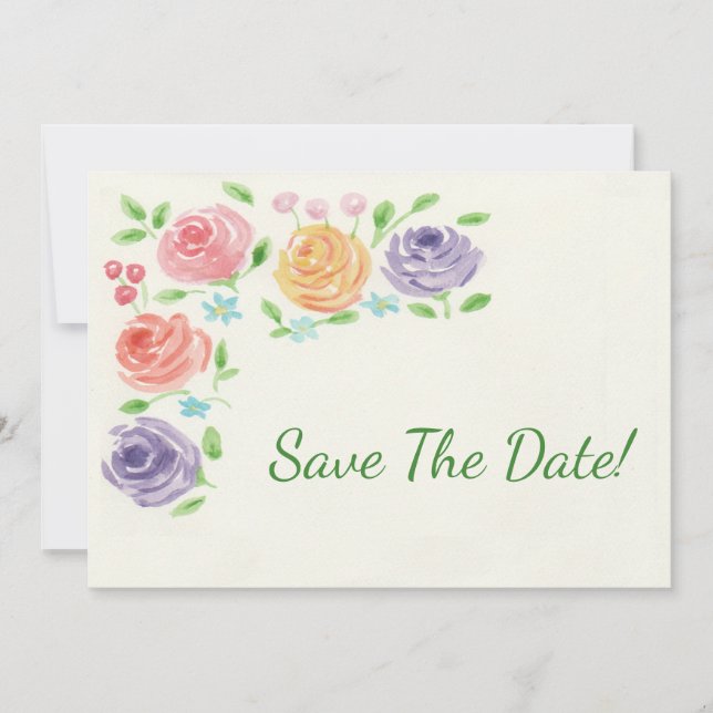 Watercolor Flowers Save The Date (Front)