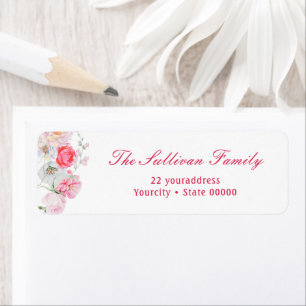 Watercolor flowers script return address label