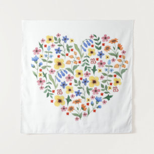 Watercolor flowers seamless pattern tapestry