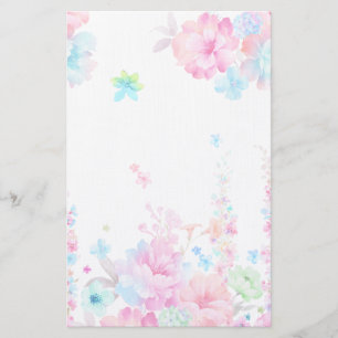 Watercolor Flowers Stationery