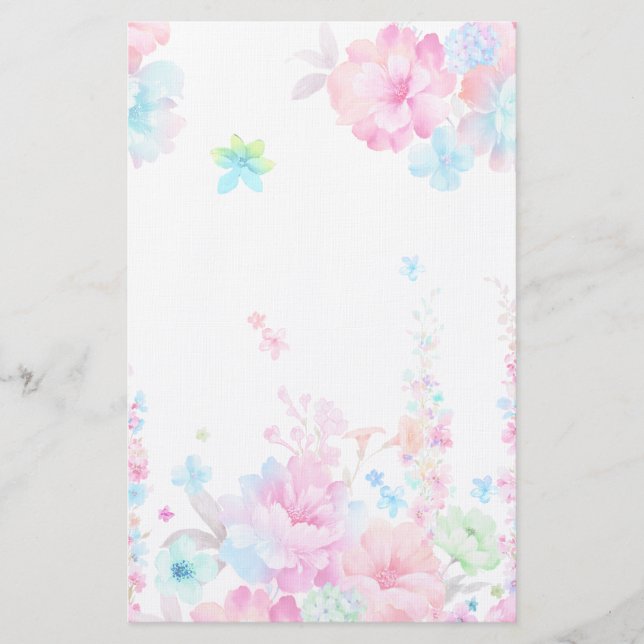 Watercolor Flowers Stationery (Front)