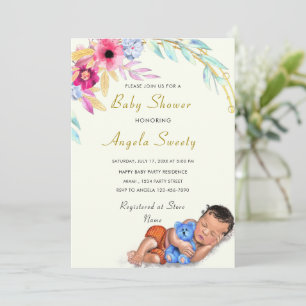 Watercolor Flowers Sweet Baby Shower Invitation
