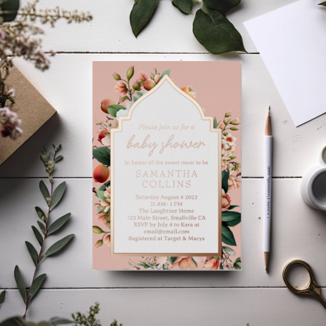 Watercolor Flowers Sweet Peach Baby Shower (Creator Uploaded)