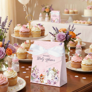 Watercolor Flowers Tea Party Theme Baby Shower Favor Box