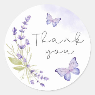 Watercolor Flowers Thank You Classic Round Sticker