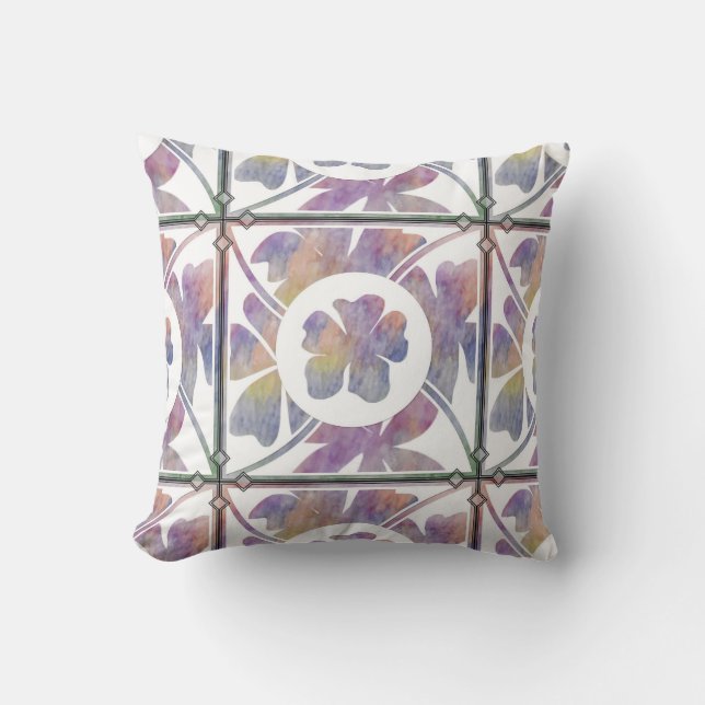 Watercolor Flowers Throw Pillow (Front)