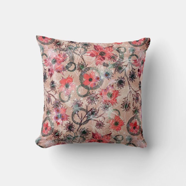Watercolor, flowers. throw pillow (Front)