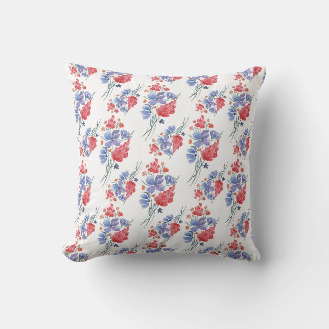 Watercolor, flowers. throw pillow (Front)