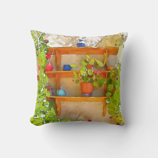 Watercolor flowers throw pillow (Front)