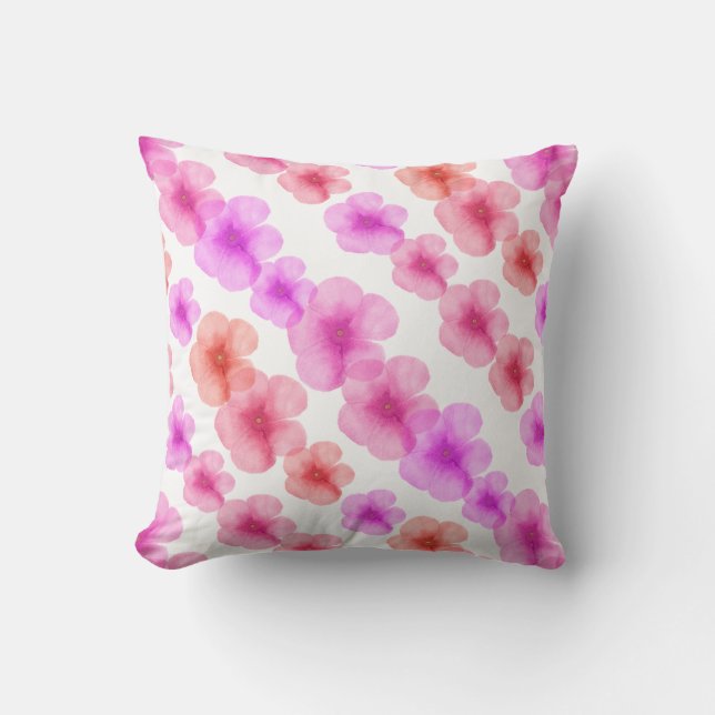 Watercolor Flowers Throw Pillow (Front)