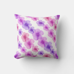 Watercolor Flowers Throw Pillow