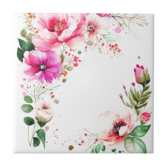 Watercolor flowers Tile (Front)