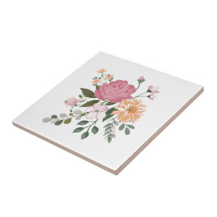 Watercolor flowers tile