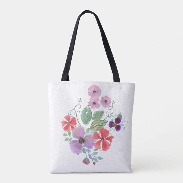 Watercolor flowers . tote bag (Back)
