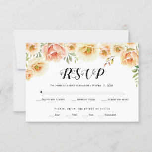 Watercolor flowers typography wedding RSVP card