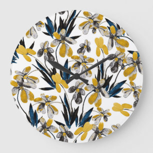Watercolor flowers: vibrant summer pattern. large clock