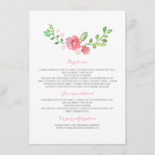 Watercolor Flowers Wedding Details - Information Enclosure Card