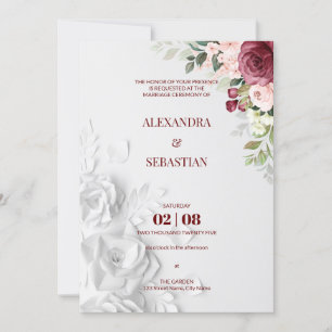 Watercolor Flowers Wedding Invitation