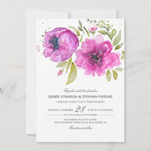 Watercolor Flowers Wedding Invitation