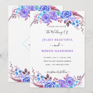 Watercolor Flowers Wedding Invitations Example