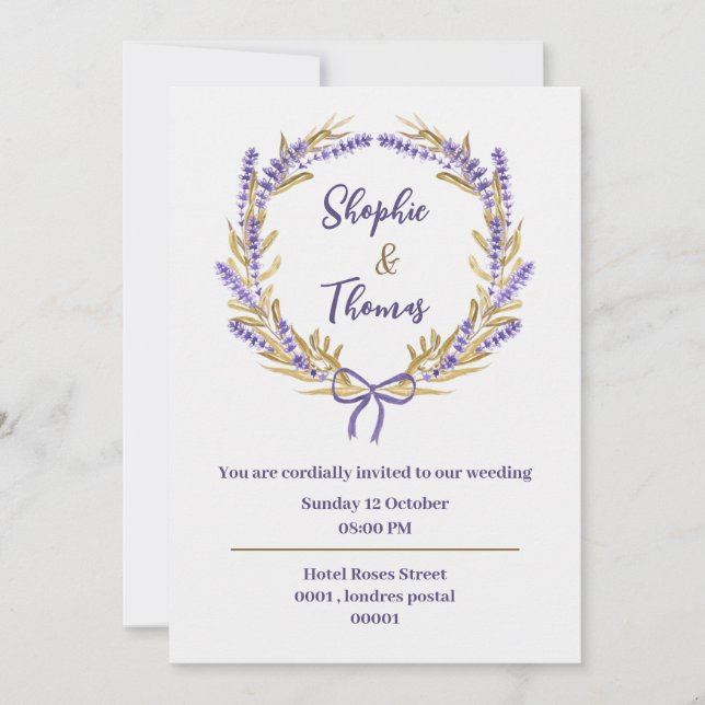 watercolor flowers weeding card invitation (Front)