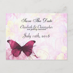 Watercolor Flowers with Butterfly Save The Date Announcement Postcard