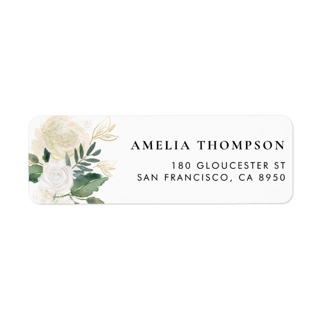Watercolor Flowers with Faux Gold Glitter and Foil (Front)