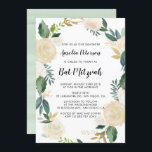 Watercolor Flowers with Gold Glitter Bat Mitzvah Invitation<br><div class="desc">Customizable Bat Mitzvah invitation featuring watercolor floral pattern with faux gold foil and faux gold glitter accents - there's no actual gold foil or glitter.  Similar items and matching items are available in my store.</div>