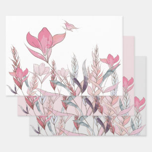 Watercolor flowers wrapping paper sheet