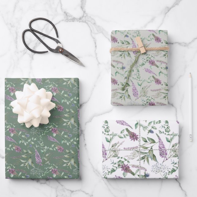 Watercolor Flowers Wrapping Paper Sheets (Front)