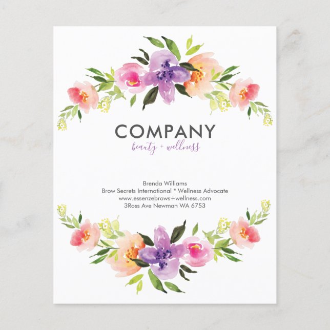 Watercolor flowers wreath frame flyer (Back)