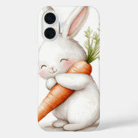 Watercolor Fluffy Bunny Carrot Love 
