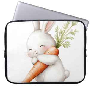 Watercolor Fluffy Bunny Carrot Love  Laptop Sleeve