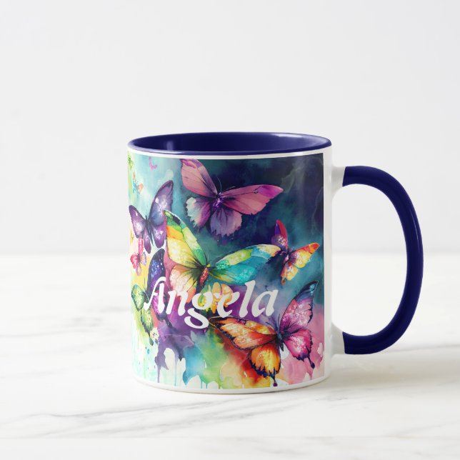 Watercolor Fluttering Butterflies Mug (Right)