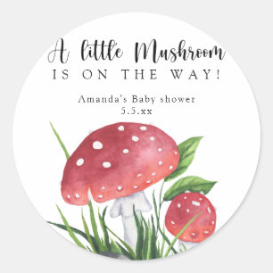 Watercolor fly agaric is on the way! baby shower  classic round sticker