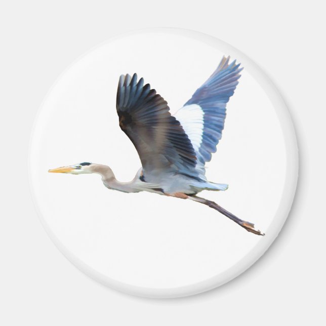 Watercolor Flying Blue Heron Magnet (Front)