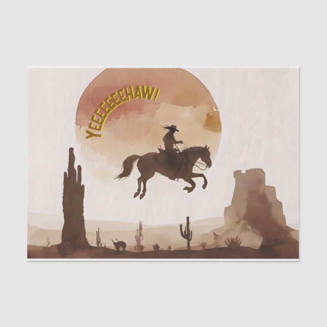 Watercolor Flying Cowboy Tissue Paper (Front)