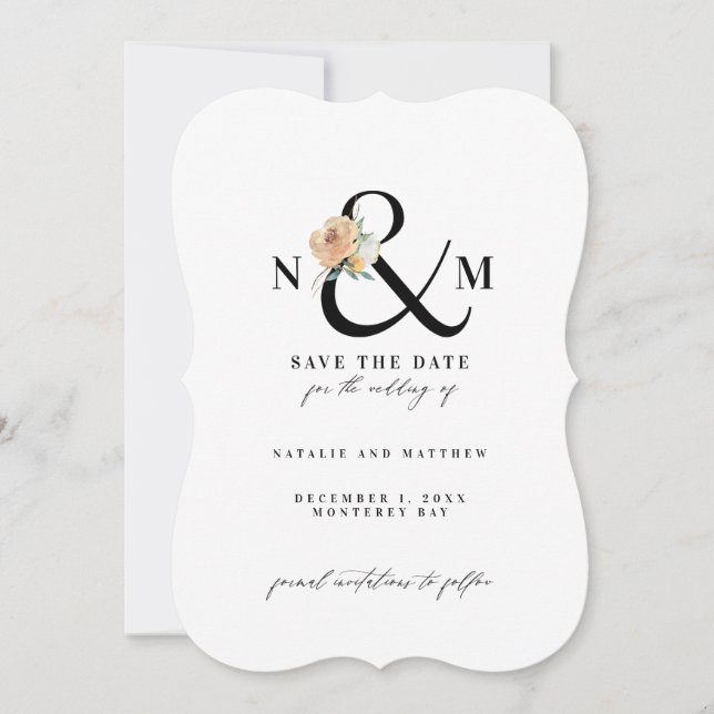 Watercolor foliage ampersand save the date (Front)