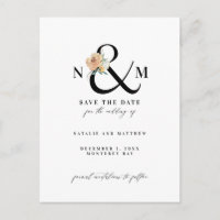 Watercolor foliage ampersand save the date