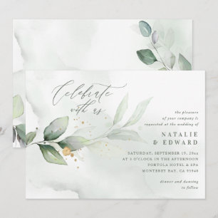 Watercolor foliage and metallic gold wedding