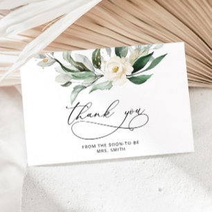 Watercolor foliage bridal shower thank you card