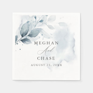Watercolor Foliage Dusty Blue Napkins