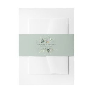 Watercolor foliage eucalyptus botanical Invitation Belly Band