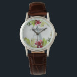 Watercolor foliage floral initial monogram watch<br><div class="desc">Watercolor foliage floral initial monogram personalized design. Ideal for birthday,  Christmas,  graduation,  wedding or any celebration.</div>