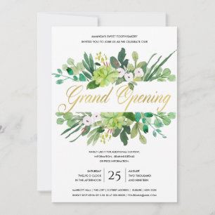 WATERCOLOR FOLIAGE FRAME GRAND OPENING CEREMONY INVITATION