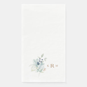 Watercolor Foliage Gold Monogram Napkin