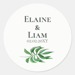 Watercolor Foliage Greenery Wedding Classic Round Sticker