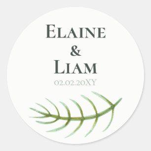 Watercolor Foliage Greenery Wedding Classic Round Sticker