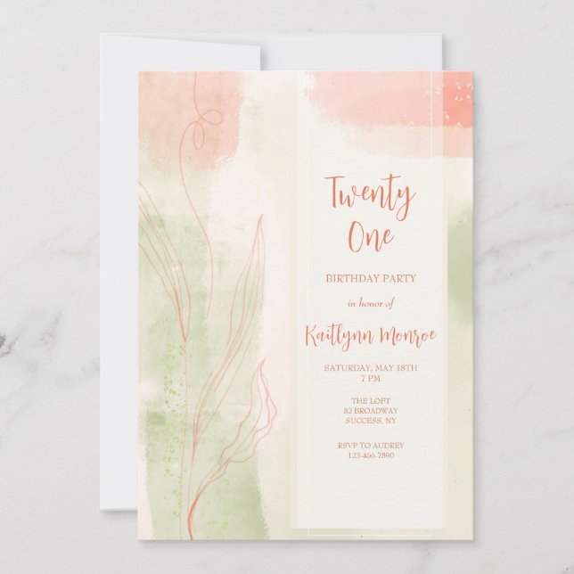 Watercolor Foliage Invitation (Front)