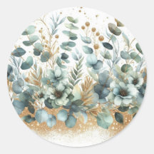 Watercolor Foliage Leaves Eucalyptus Modern Chic 